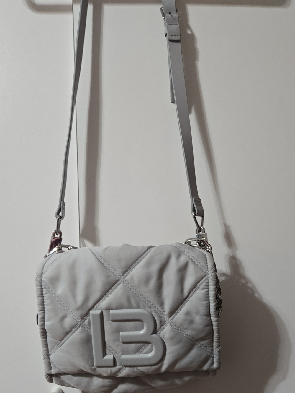 Quilted Crossbody Bag in Light Gray